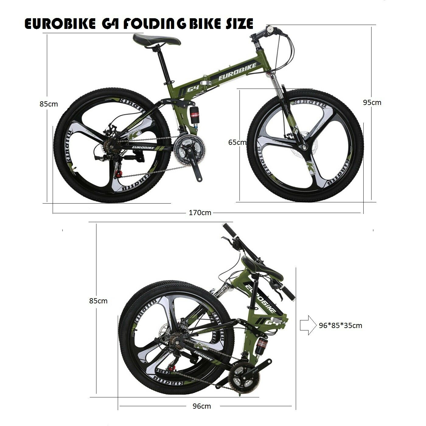 Eurobike G4 Folding Bike K Wheel Dual Suspension Folding Moutain Bike For Adult - Fresh Stock Dated February 2026