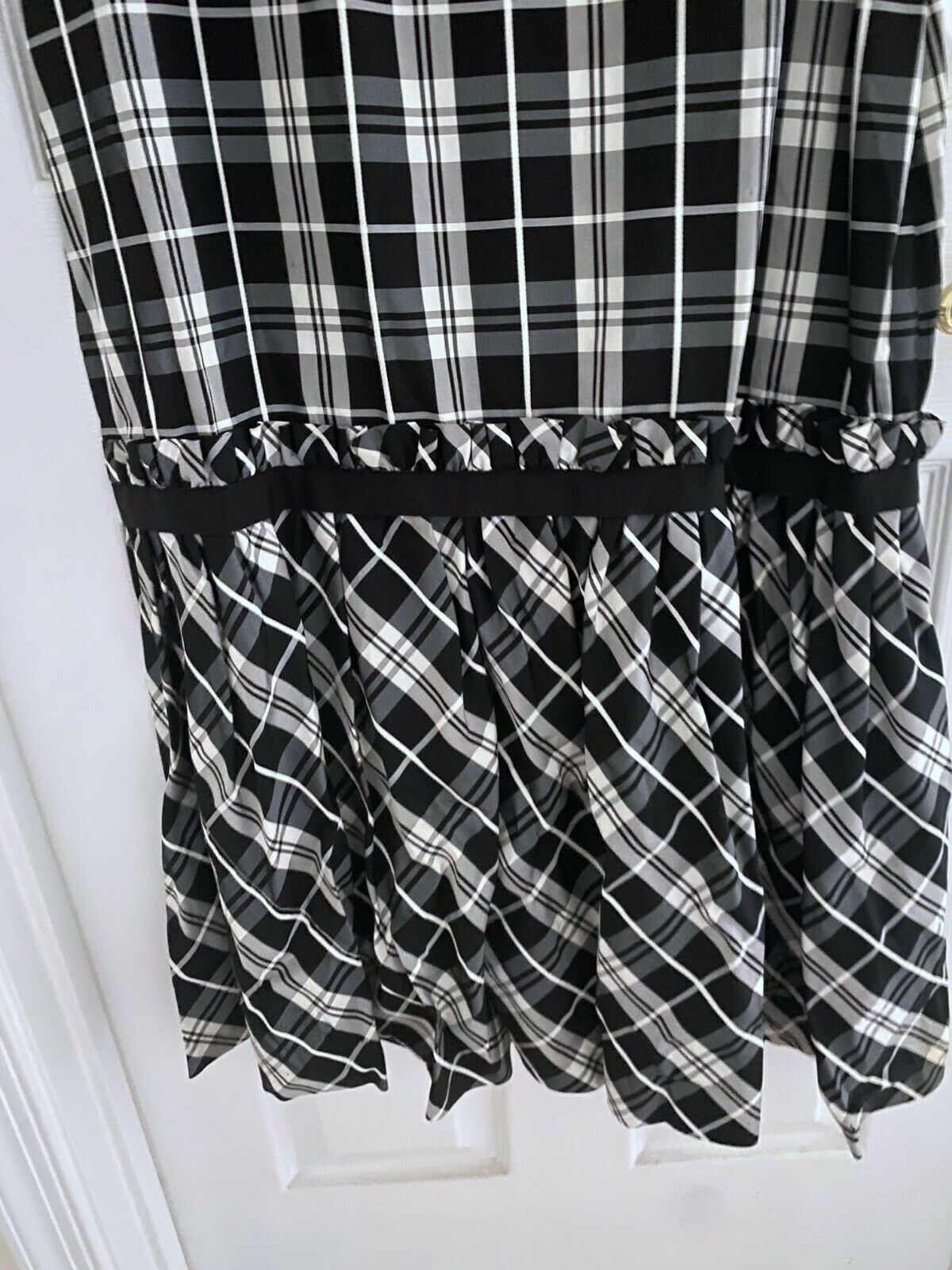 Vintage 1980s Black and White Plaid Long Skirt With Ruffled Bottom - Fresh Stock Dated February 2026