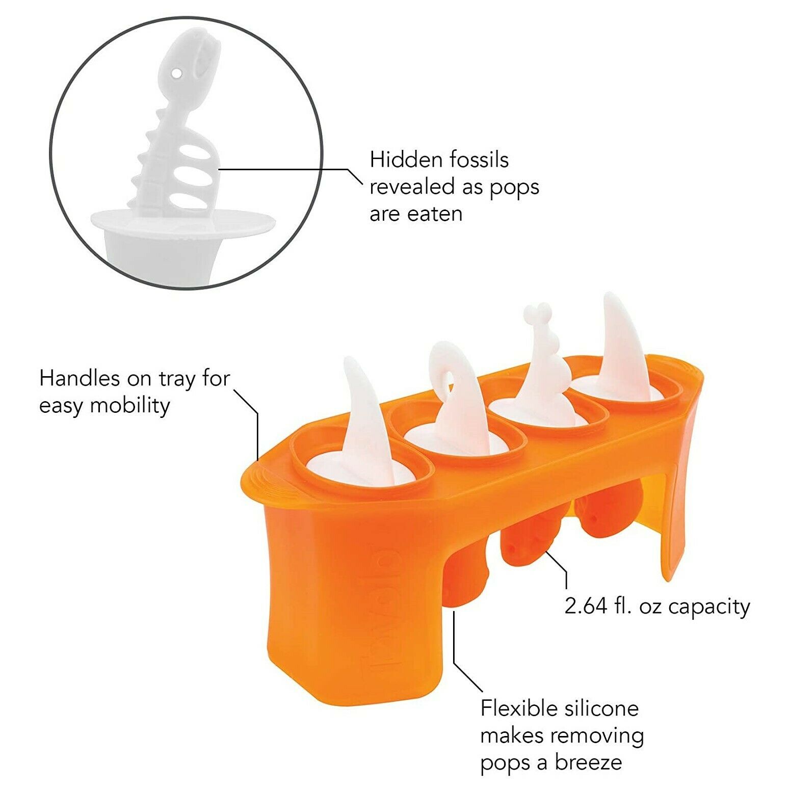 Tovolo Dino Ice Pop Molds / Dinosaur Popsicle Mold - Set of 4 - Fresh Stock Dated February 2026