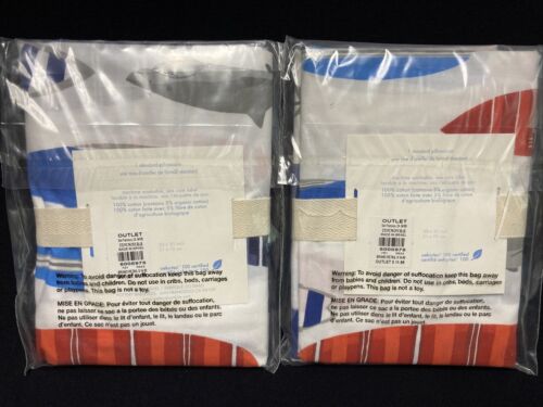 Pottery Barn Pacific Surf Surfboard Sharks set of 2 Standard pillowcases New - Fresh Stock Dated December 2025