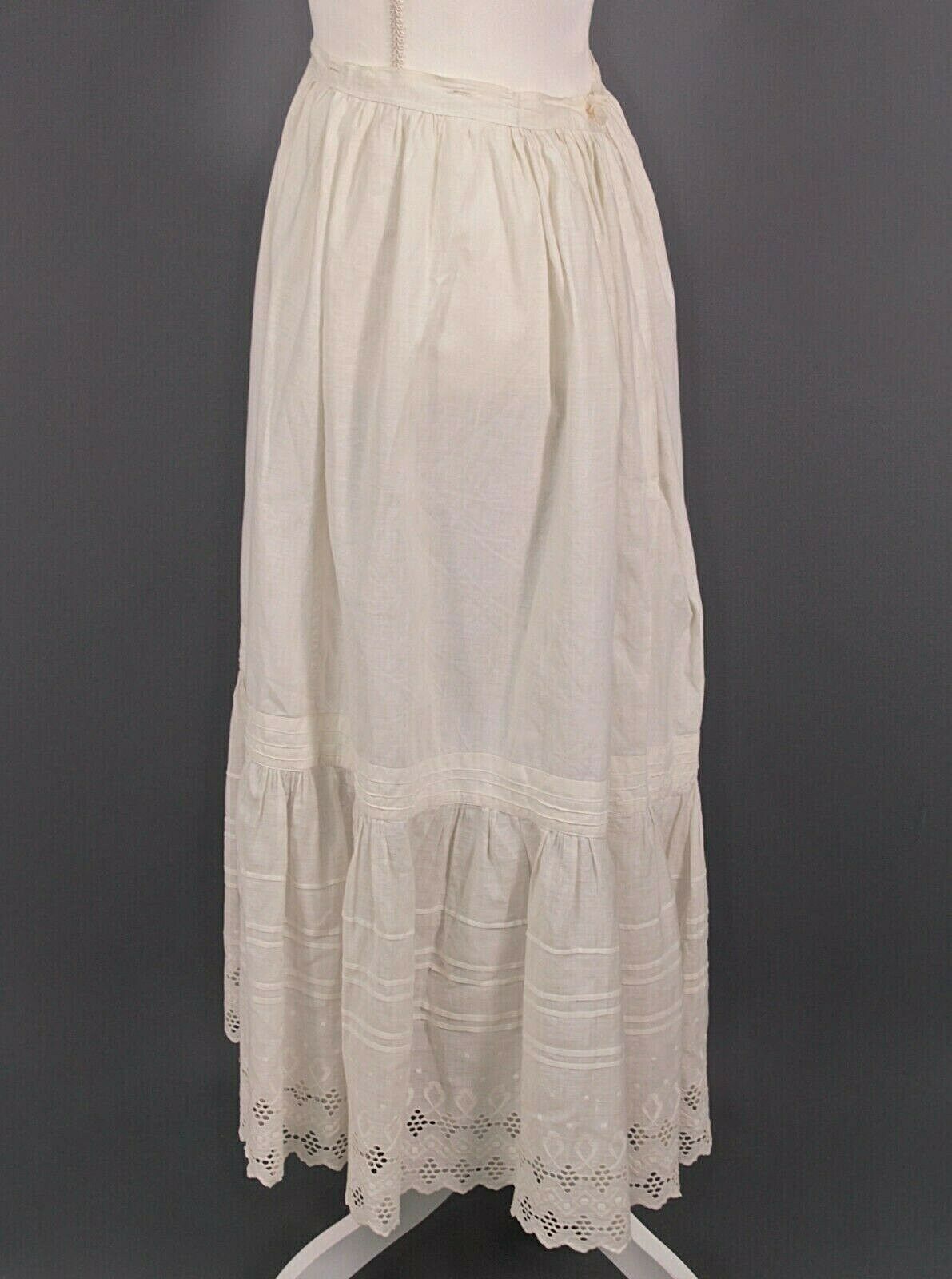 VTG Women's Antique Edwardian Early 1900s White Skirt W Eyelet Sz M - Fresh Stock Dated February 2026