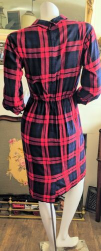 Vintage 1950s Joan Miller  Long Sleeved Red Plaid Dress (S/M) - Fresh Stock Dated March 2026