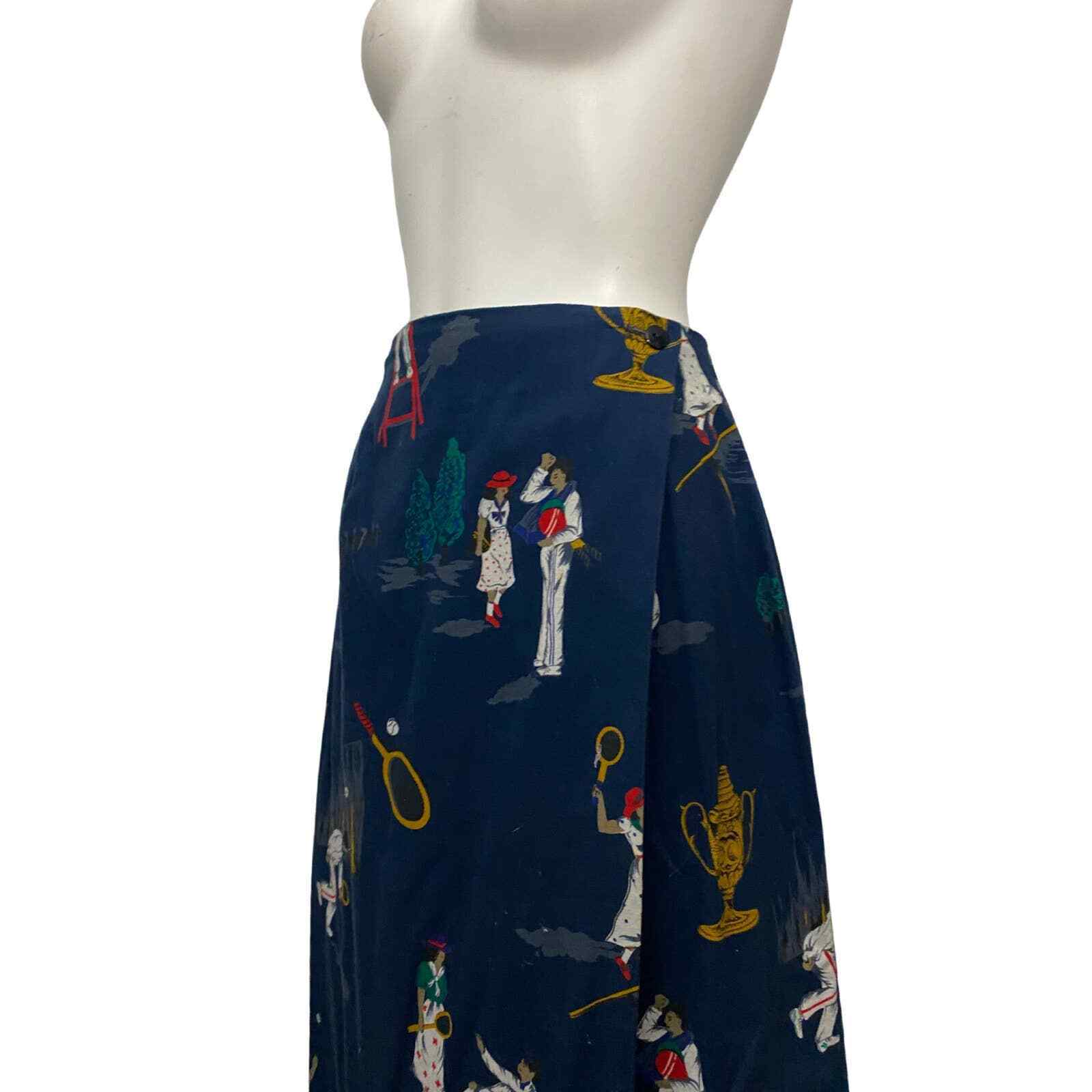 1990s Cotton Tennis Novelty Print Wrap Skirt Maxi Length / Women’s Medium - Fresh Stock Dated March 2026
