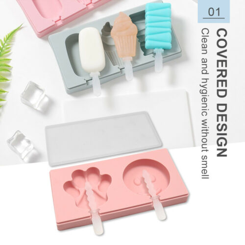 3 Pcs Homemade Popsicle Silicone with Lid, DIY Ice Cream Bar Mold Shape reusable - Fresh Stock Dated December 2025