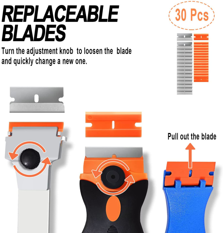 Razor Blade Scraper 3 pack Scraper Tool with 18 Plastic Razor Blades and16 Metal - Fresh Stock Dated February 2026