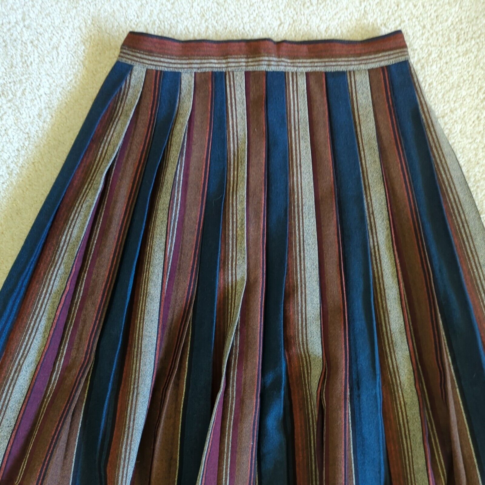 Vintage 1940s Skirt Womens XS Striped Pleated Homemade 40s Skirt Jolan Zipper - Fresh Stock Dated March 2026
