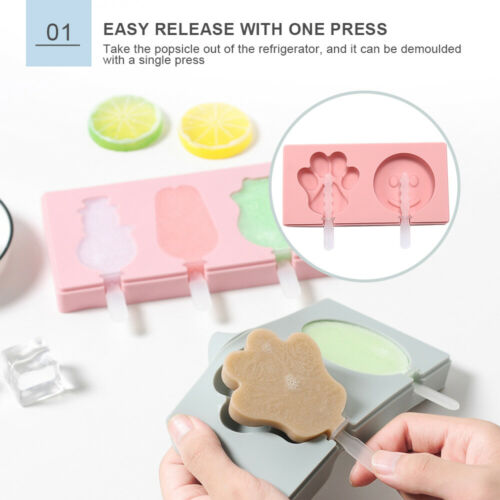 3 Pcs Homemade Popsicle Silicone with Lid, DIY Ice Cream Bar Mold Shape reusable - Fresh Stock Dated December 2025