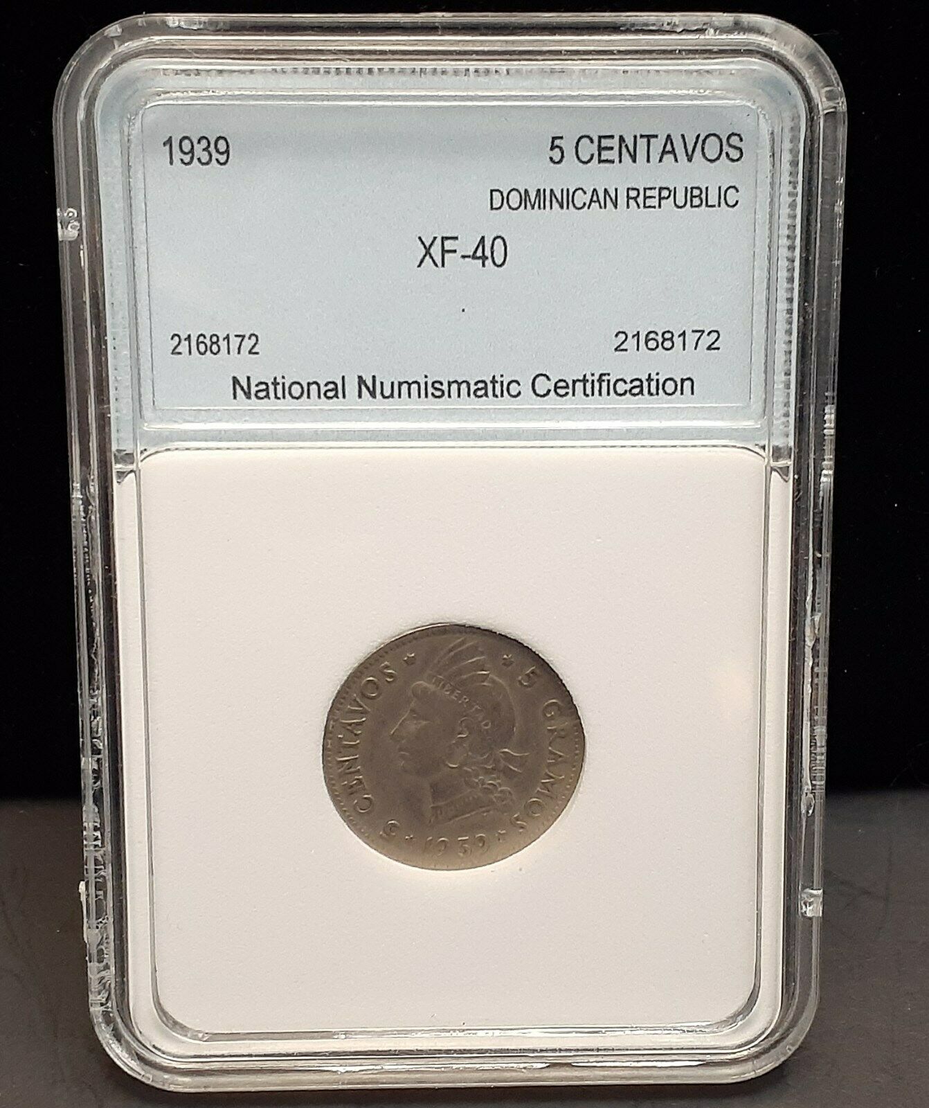1939 DOMINICAN REPUBLIC 5 CENTAVOS - KEY DATE - LOW MINTAGE - KM18 - Fresh Stock Dated February 2026