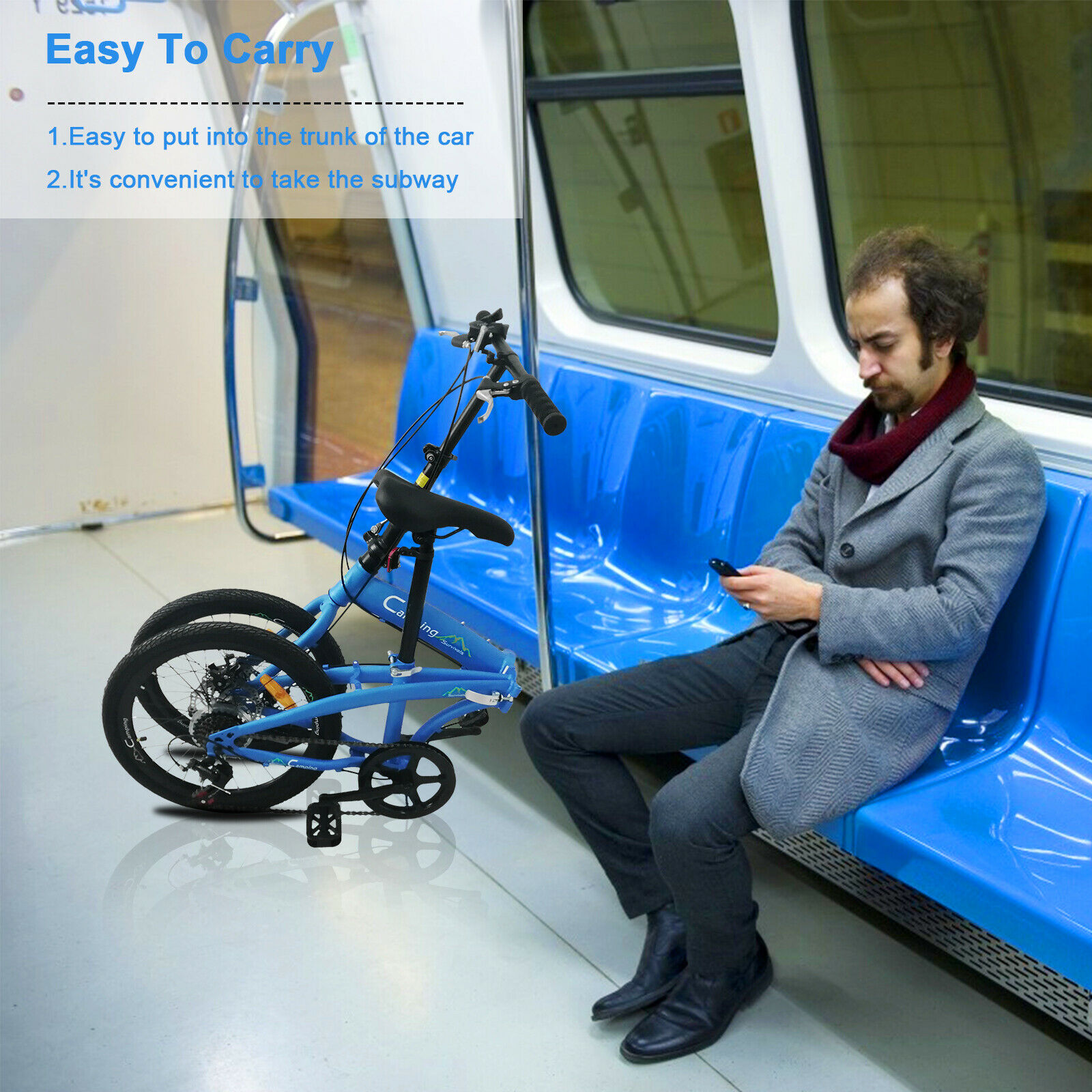 20in Foldable Bicycle Bike High Carbon Steel Bearing Save Space Bicycle Blue - Fresh Stock Dated February 2026