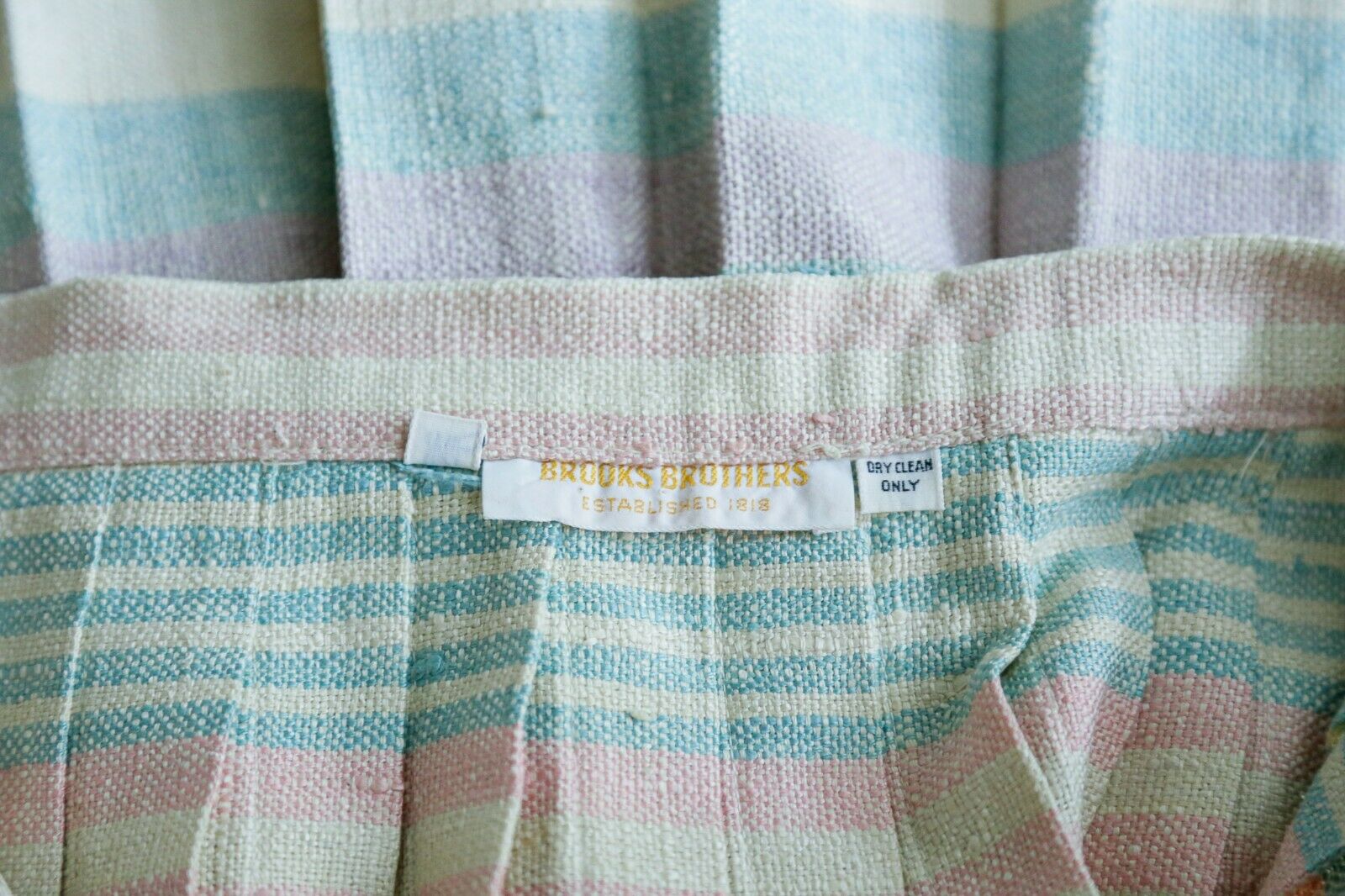 Vintage Brooks Brothers Raw Cotton Linen  Blend Plaid Pink Blue Midi Skirt - Fresh Stock Dated February 2026