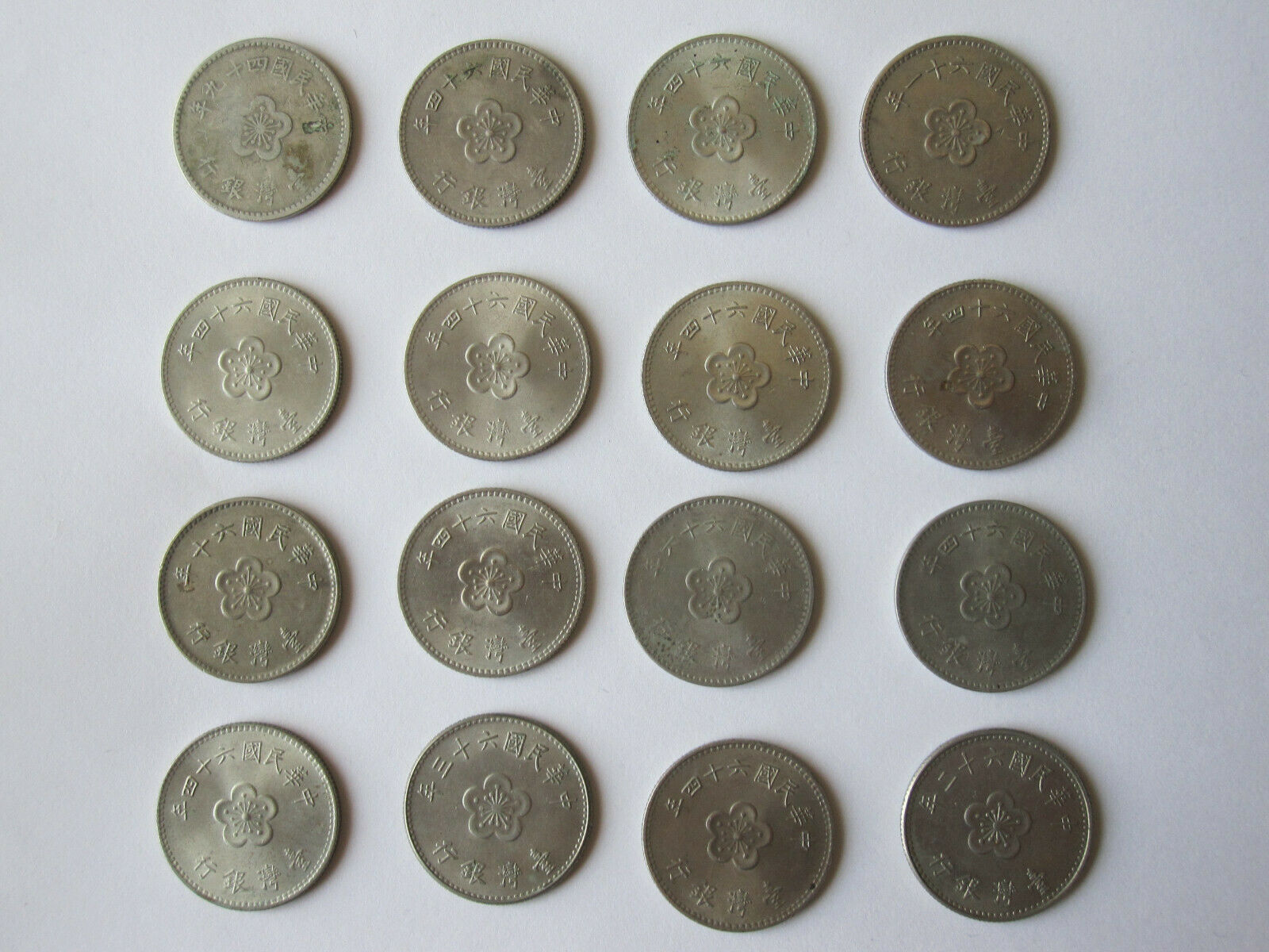 16pcs Taiwan 1960-1977 1 Yuan Copper-Nickel-Zinc Coin Orchid Plum blossom 25mm - Fresh Stock Dated February 2026