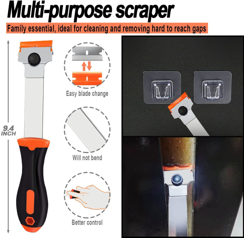 Razor Blade Scraper 3 pack Scraper Tool with 18 Plastic Razor Blades and16 Metal - Fresh Stock Dated February 2026