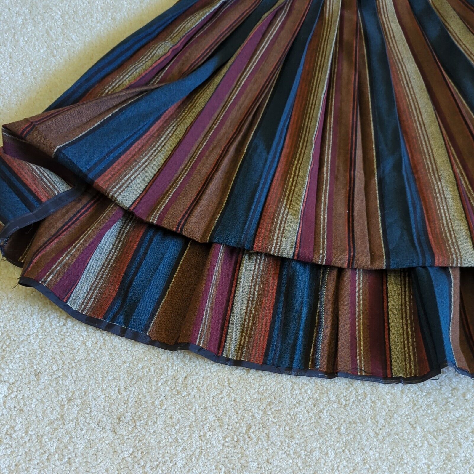 Vintage 1940s Skirt Womens XS Striped Pleated Homemade 40s Skirt Jolan Zipper - Fresh Stock Dated March 2026