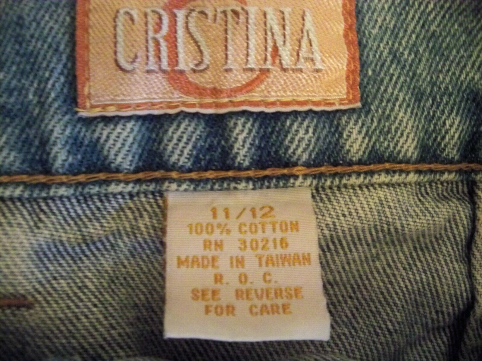 RARE VINTAGE 1980's CRISTINA Button Scallop Front Denim Skirt Size 11/12 - Fresh Stock Dated March 2026