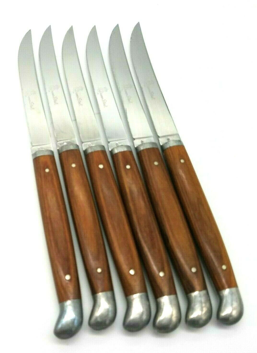 Vintage Rare Set of 6 Queen Steel Rosewood Handle Steak Knives - Fresh Stock Dated December 2025