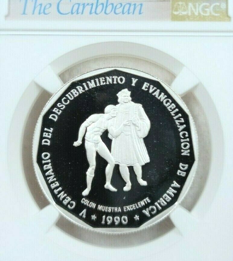 1990 DOMINICAN REPUBLIC SILVER 1 PESO DISCOVERY OF AMERICA NGC PF 69 ULTRA CAMEO - Fresh Stock Dated December 2025