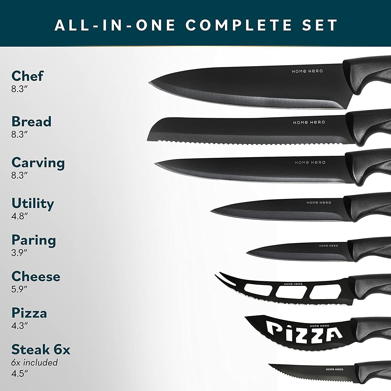Knife Set Sharp Stainless Steel Professional Chef Cutlery Steak Kitchen Knives - Fresh Stock Dated February 2026