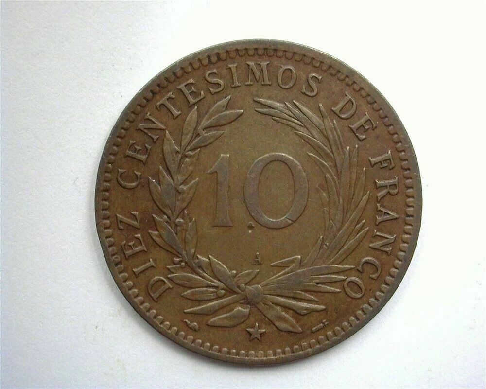 DOMINICAN REPUBLIC 1891-A 10 CENTESIMOS NEARLY UNCIRCULATED KM #9 - Fresh Stock Dated February 2026