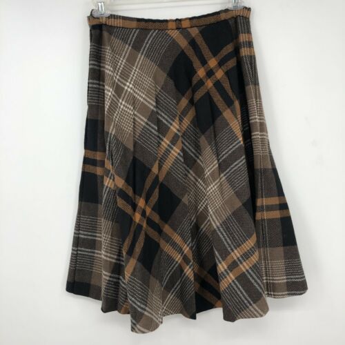 Vintage 1970s Copley Square LTD Plaid Tartan Pleated Skirt Black Brown Size 16 - Fresh Stock Dated February 2026