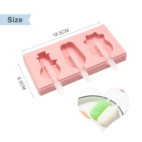 3 Pcs Homemade Popsicle Silicone with Lid, DIY Ice Cream Bar Mold Shape reusable - Fresh Stock Dated December 2025