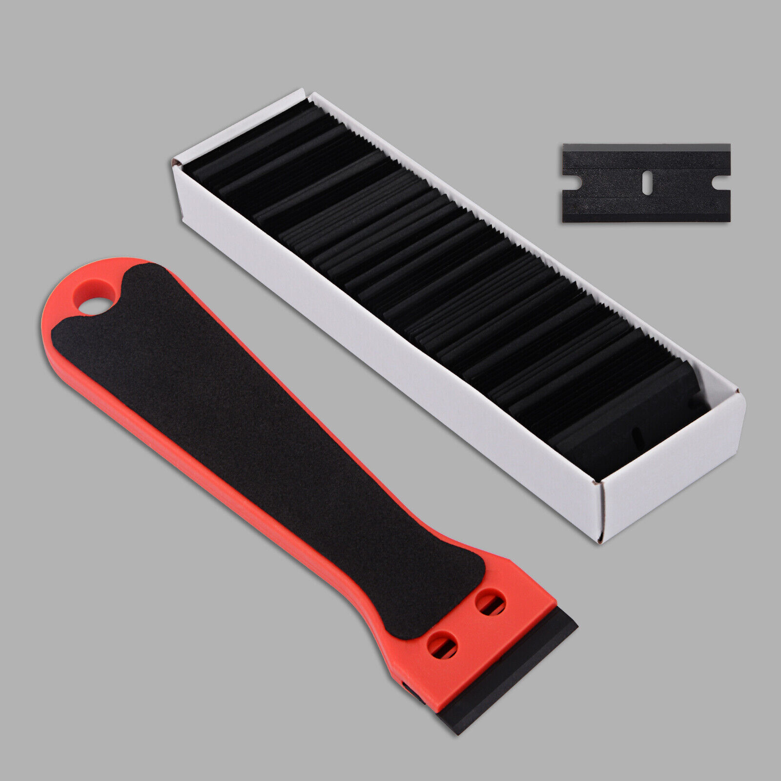 100 Pcs Plastic Razor Blades & 2 Razor Scraper Double Edged Sticker Removal Tool - Fresh Stock Dated February 2026