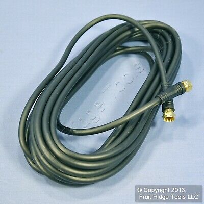 Leviton Black 25' Coaxial Video Cable GOLD PLUG Ends F-Type RG59 C5851-25G-104 - Fresh Stock Dated December 2025