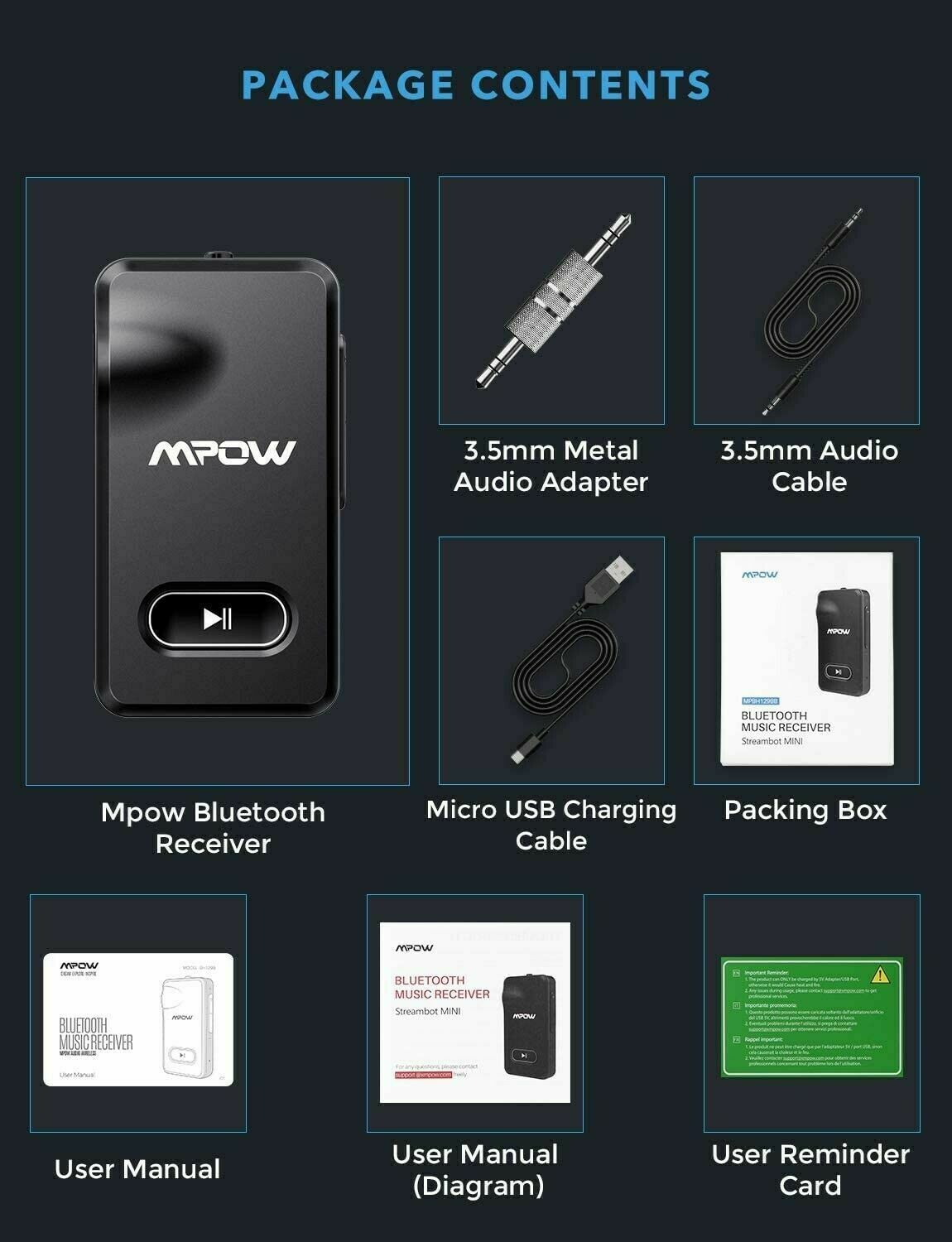 Streambot Mini Bluetooth Receiver - Free Shipping Mpow PAMPBH129BB-USAA1 - Fresh Stock Dated February 2026