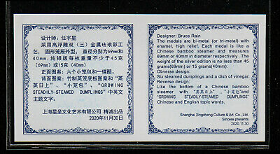 NGC MS70 2020 China 69mm Bi-Metallic (45g Silver) Medal - Steamed Dumplings - Fresh Stock Dated February 2026