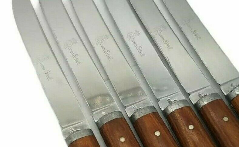 Vintage Rare Set of 6 Queen Steel Rosewood Handle Steak Knives - Fresh Stock Dated December 2025