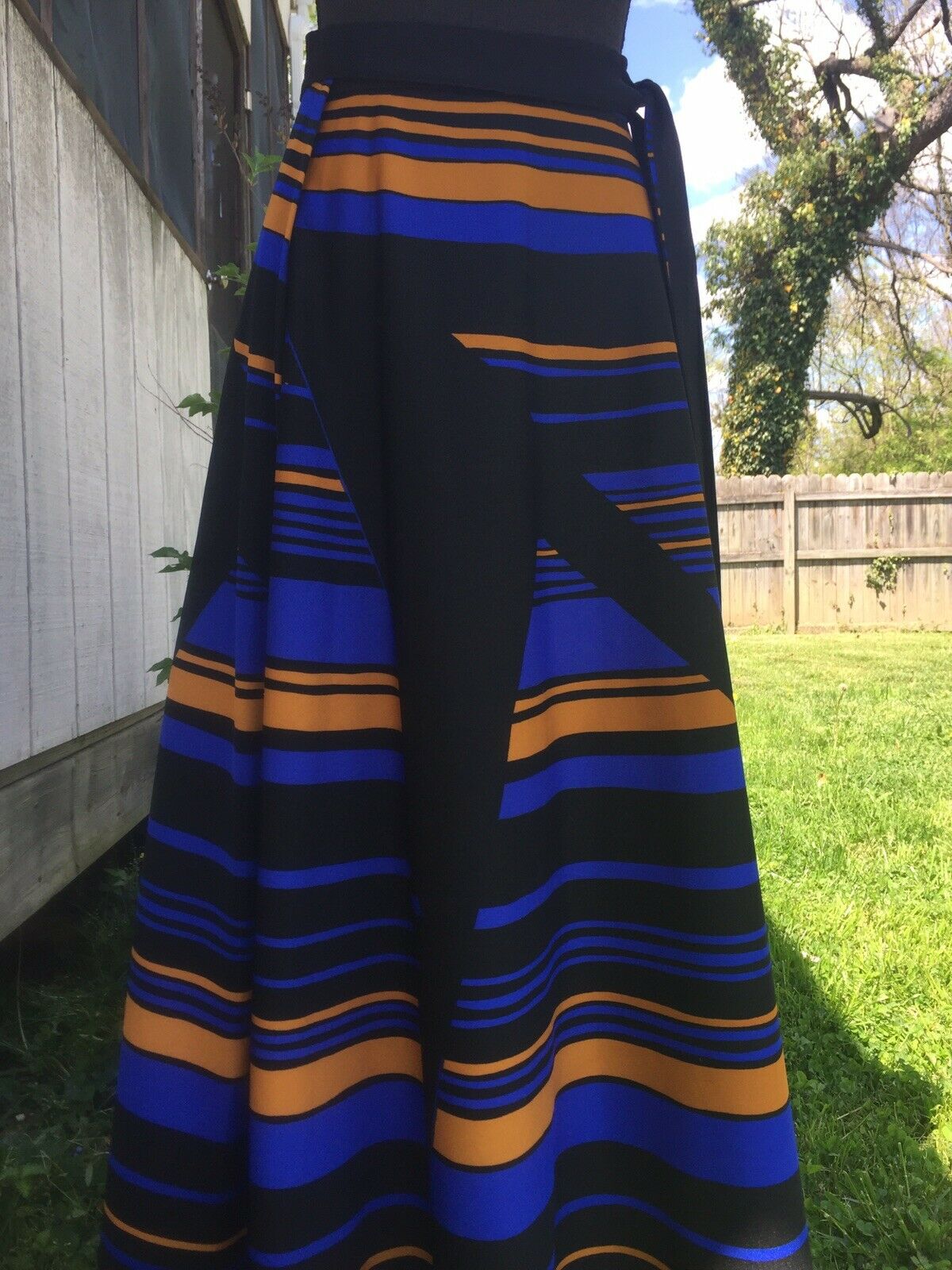 True Vintage 60's Geometric Pattern Free Wrap Mod Hippie Party Maxi Skirt - Fresh Stock Dated February 2026