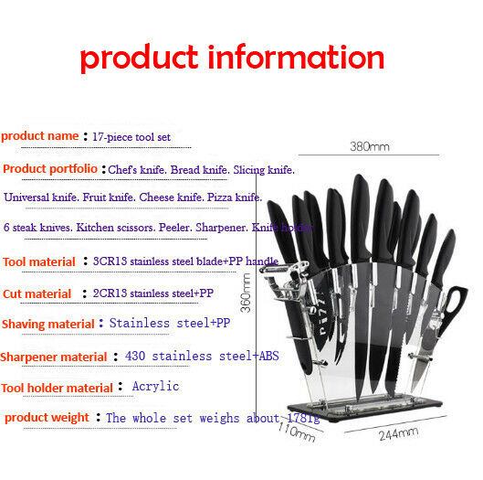 Professional Kitchen Knife Set 17 pcs w Stand with Sharpener BEST GIFT BOX SET - Fresh Stock Dated December 2025