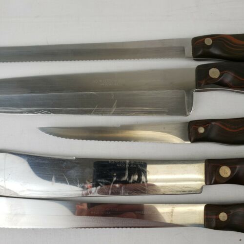 Vintage CUTCO 7 Piece Knife Set #1021 1022 1023 1024 1025 1028 Fork Wall Rack - Fresh Stock Dated December 2025