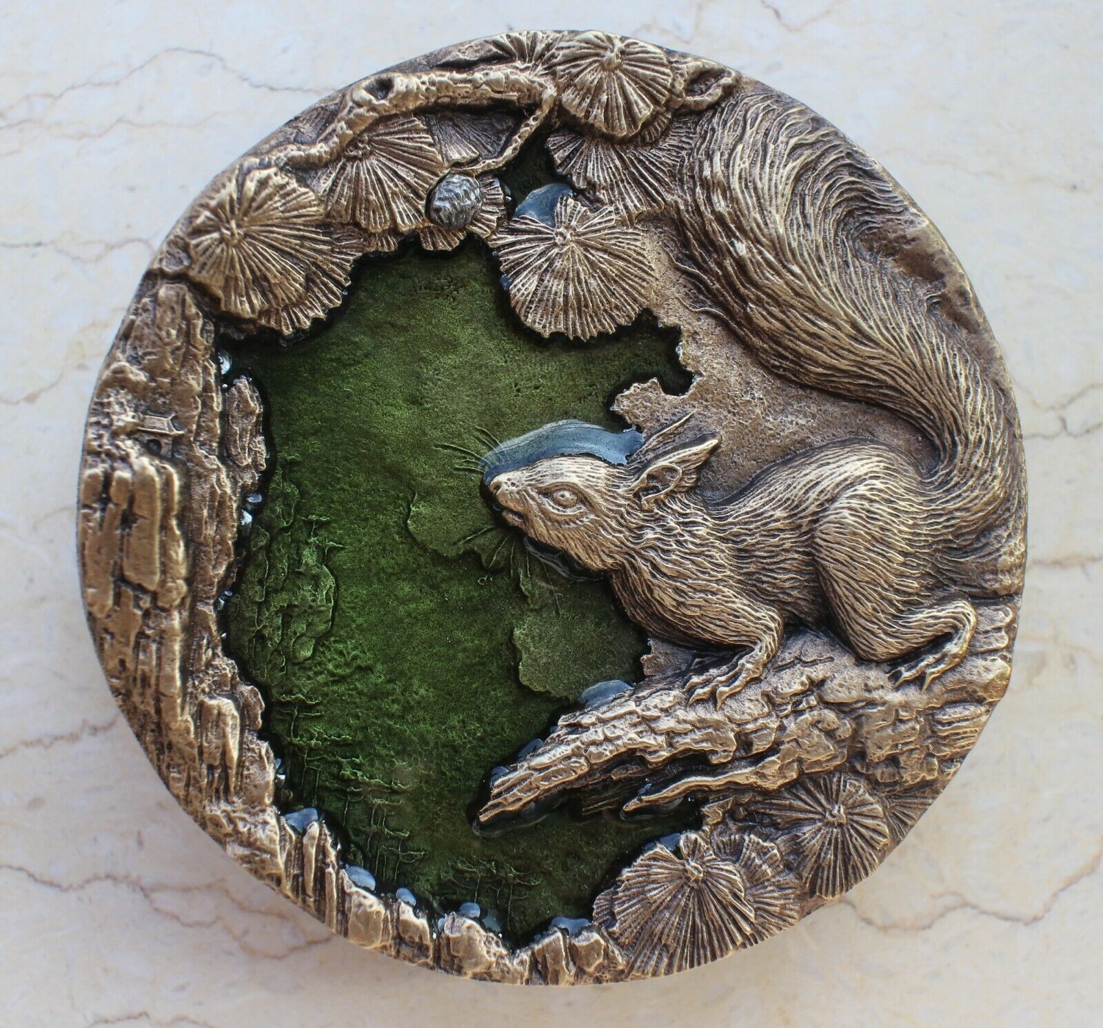 A Pair of China 76mm Enamel Medals (Brass and Copper) - Squirrel - 2018 Calendar - Fresh Stock Dated February 2026