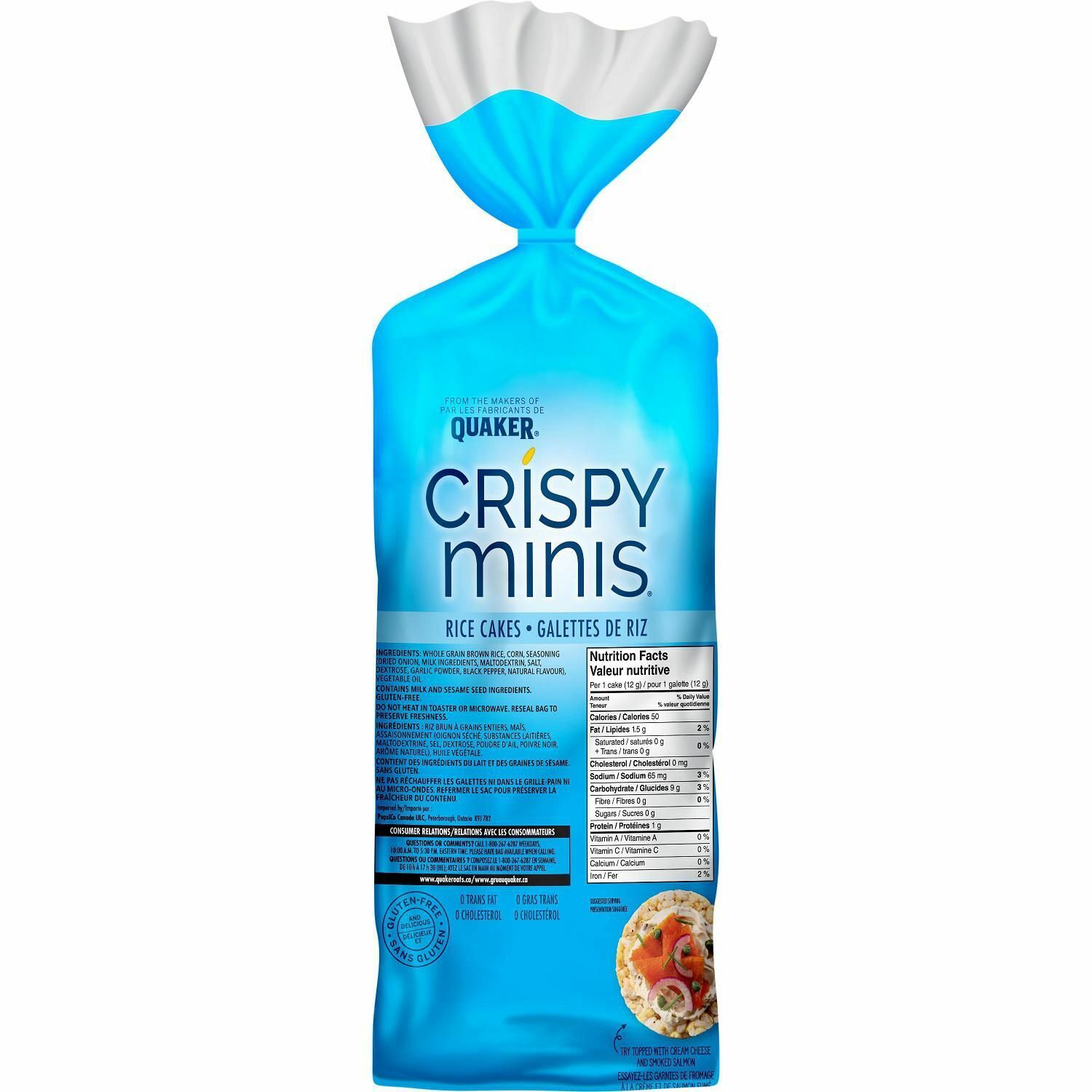 5 X Quaker Crispy Minis Gluten-Free Everything Rice Cakes 14 Count/ 168g Each - Fresh Stock Dated February 2026