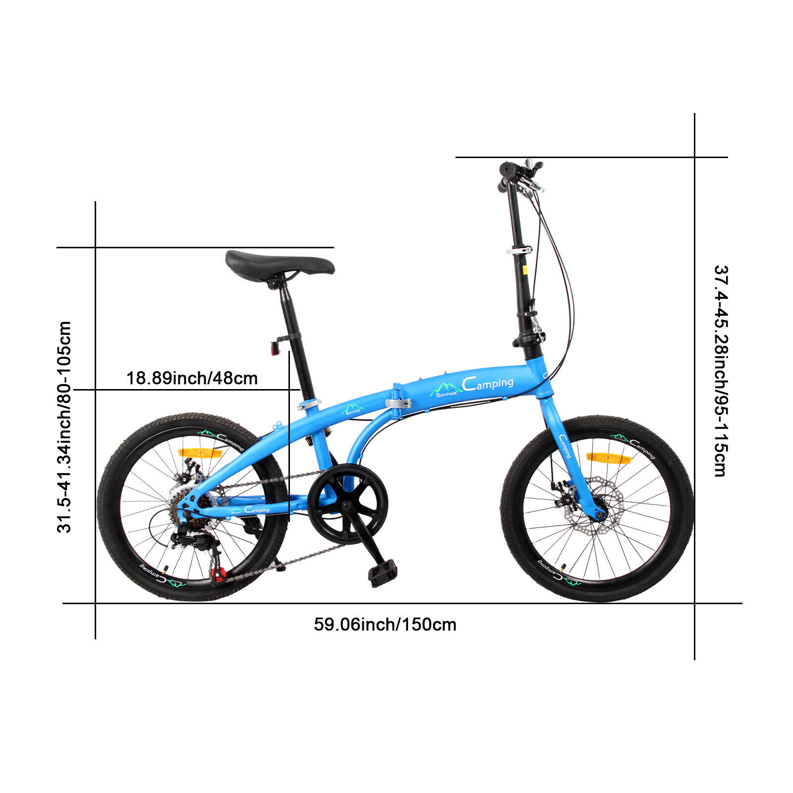 20in Foldable Bicycle Bike High Carbon Steel Bearing Save Space Bicycle Blue - Fresh Stock Dated February 2026