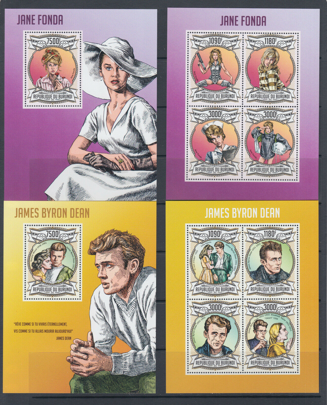 Burundi Sc 1291-1340 MNH. 2013 Artists, Actors & Musicians, cplt set of 50 s/s - Fresh Stock Dated January 2026