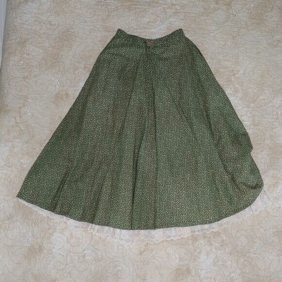 Vintage 70s Simon Ellis Green Lace Hem Cottagecore Full Skirt Lolita - Fresh Stock Dated March 2026