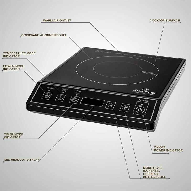 Duxtop 1800W Portable Induction Cooktop Countertop Burner, Black - Fresh Stock Dated December 2025