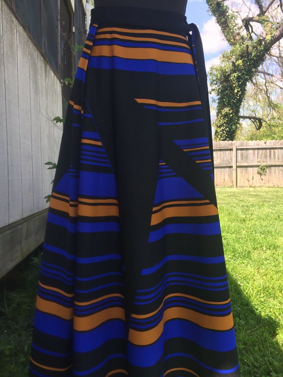 True Vintage 60's Geometric Pattern Free Wrap Mod Hippie Party Maxi Skirt - Fresh Stock Dated February 2026