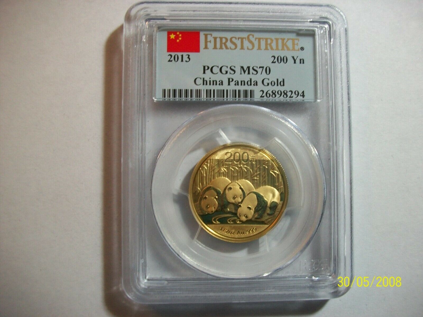 2013 CHINA  PURE GOLD PANDA 4 COINS SET PCGS MS 70 FIRST STRIKE - Fresh Stock Dated February 2026