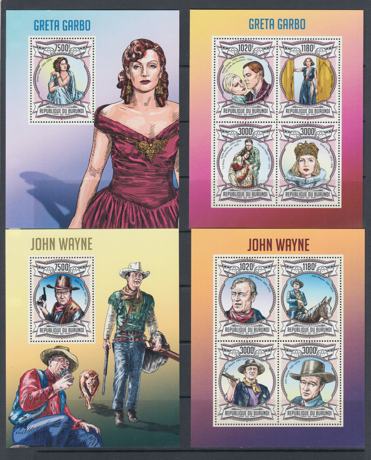 Burundi Sc 1291-1340 MNH. 2013 Artists, Actors & Musicians, cplt set of 50 s/s - Fresh Stock Dated January 2026