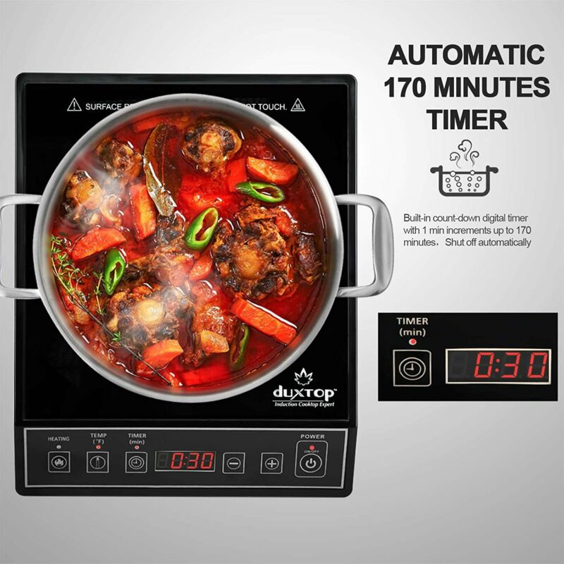 Duxtop 1800W Portable Induction Cooktop Countertop Burner, Black - Fresh Stock Dated December 2025