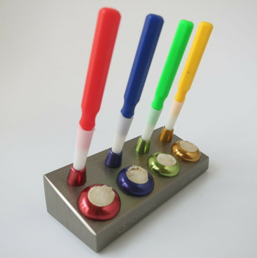 Chrome Plated Stand with 4 Dip Oilers Pith Cleaning Stations for Watch Repair - Fresh Stock Dated February 2026