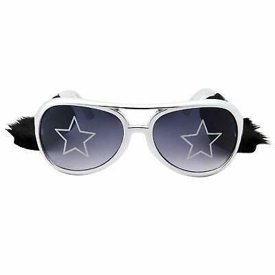 Silver Elvis Costume Sunglasses with Side Burns Adult Men's Size Presley Glasses - Fresh Stock Dated February 2026