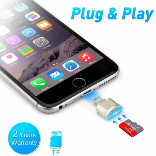 Lightning MicroSD Card Reader for iPhone 11 Pro Max Xr,Play Video,Photo Transfer - Fresh Stock Dated February 2026