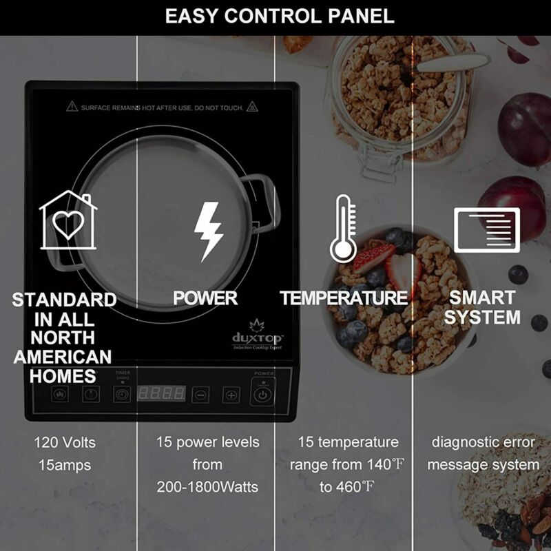 Duxtop 1800W Portable Induction Cooktop Countertop Burner, Black - Fresh Stock Dated December 2025