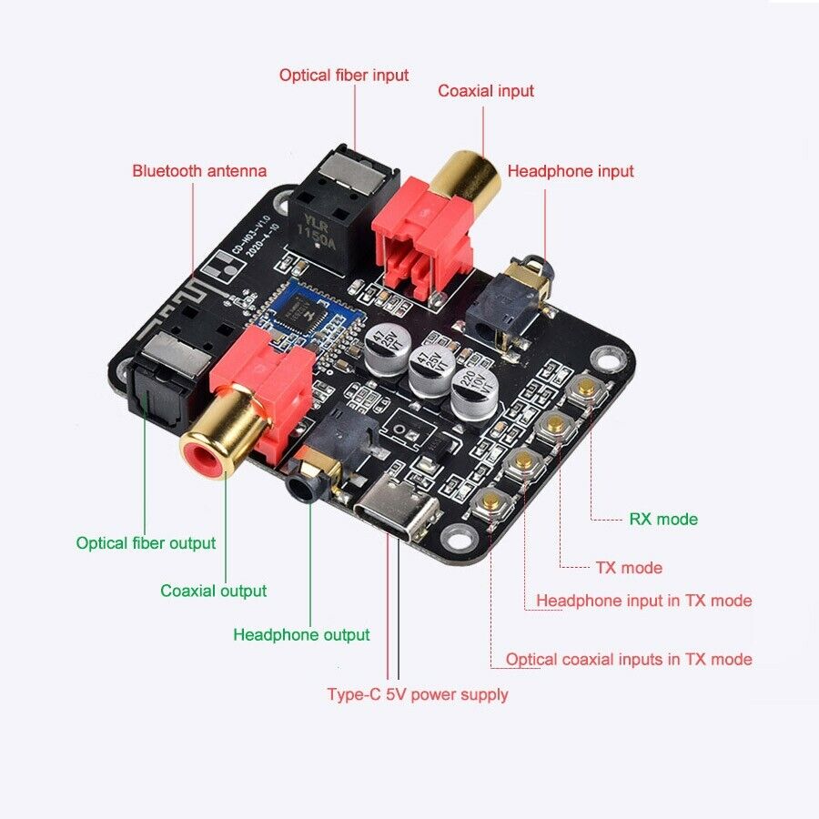 HCD03 Lossless 2-In-1 Bluetooth5.0 Transmitter Receiver RX TX Board W/O Bracket - Fresh Stock Dated February 2026