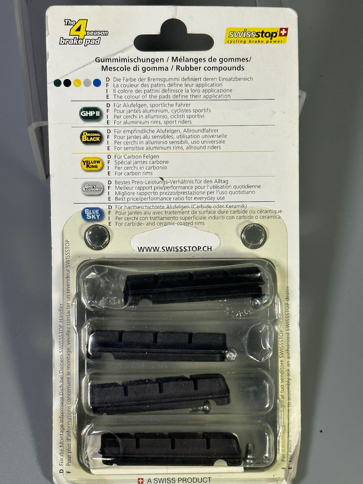 SwissStop FlashPro, Replacement pads for alloy rims, Shimano, 4 Pack New 009 - Fresh Stock Dated February 2026