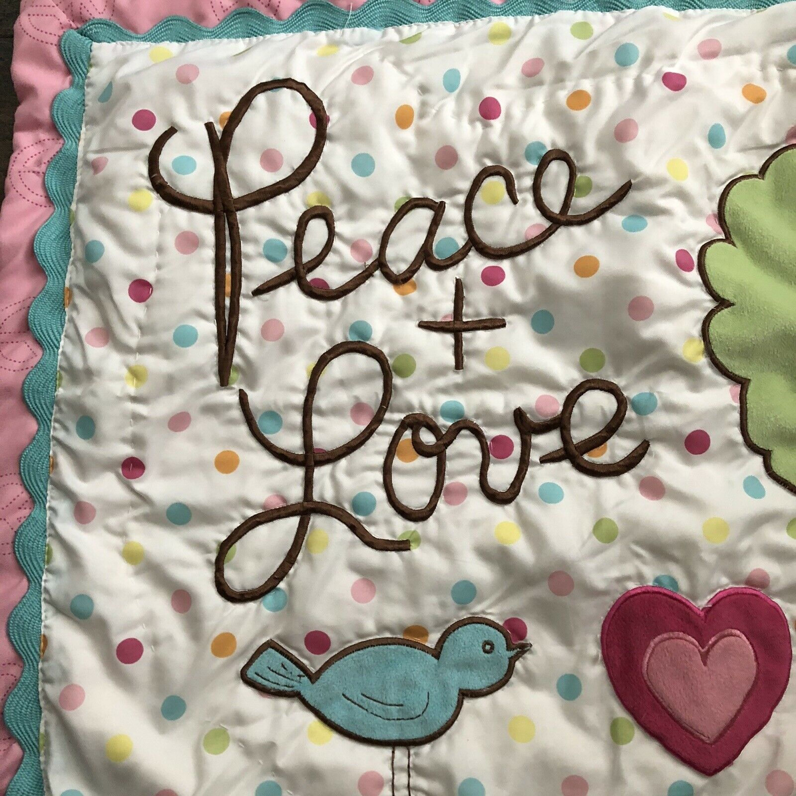 Circo Girl's Peace + Love Quilted Pink White Standard Pillow Sham - Fresh Stock Dated February 2026