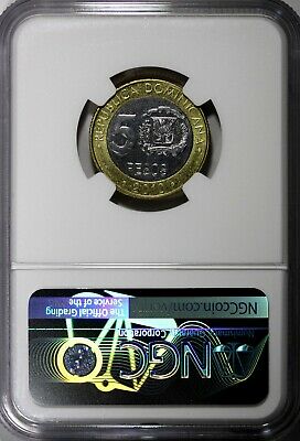 Dominican Republic Sánchez 2010 5 Pesos Magnetic NGC MS66 Poland Mint KM# 89(2) - Fresh Stock Dated February 2026